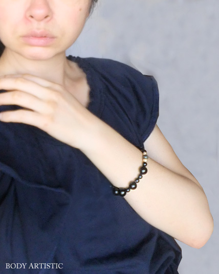 ブラックルチルクオーツ×ブラックオパールブレスレット