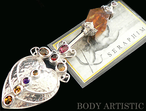 seraphim,Wand:amber,pink red yellow tourmalinependant