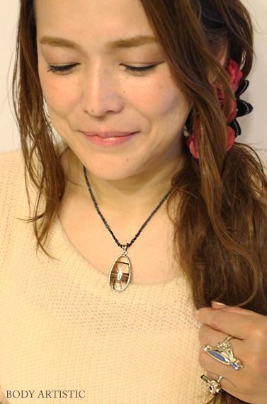 シルバー、ブラウンルチルクオーツペンダント