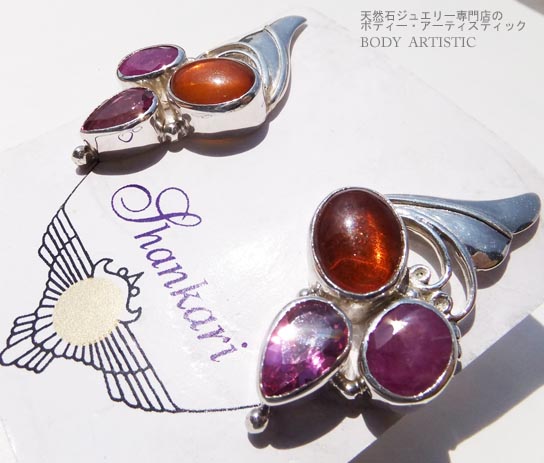 シャンカリから!シャンカリ ルビー、アンバー、ピンクトパーズキャッチピアス